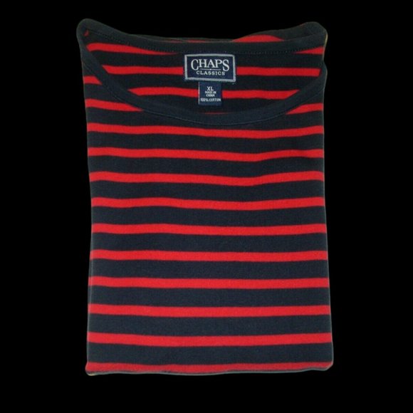 NICE Chaps Ralph Lauren Blue Red Stripe Shirt Cotton Stretch XL, XLNT USED COND - Picture 4 of 4